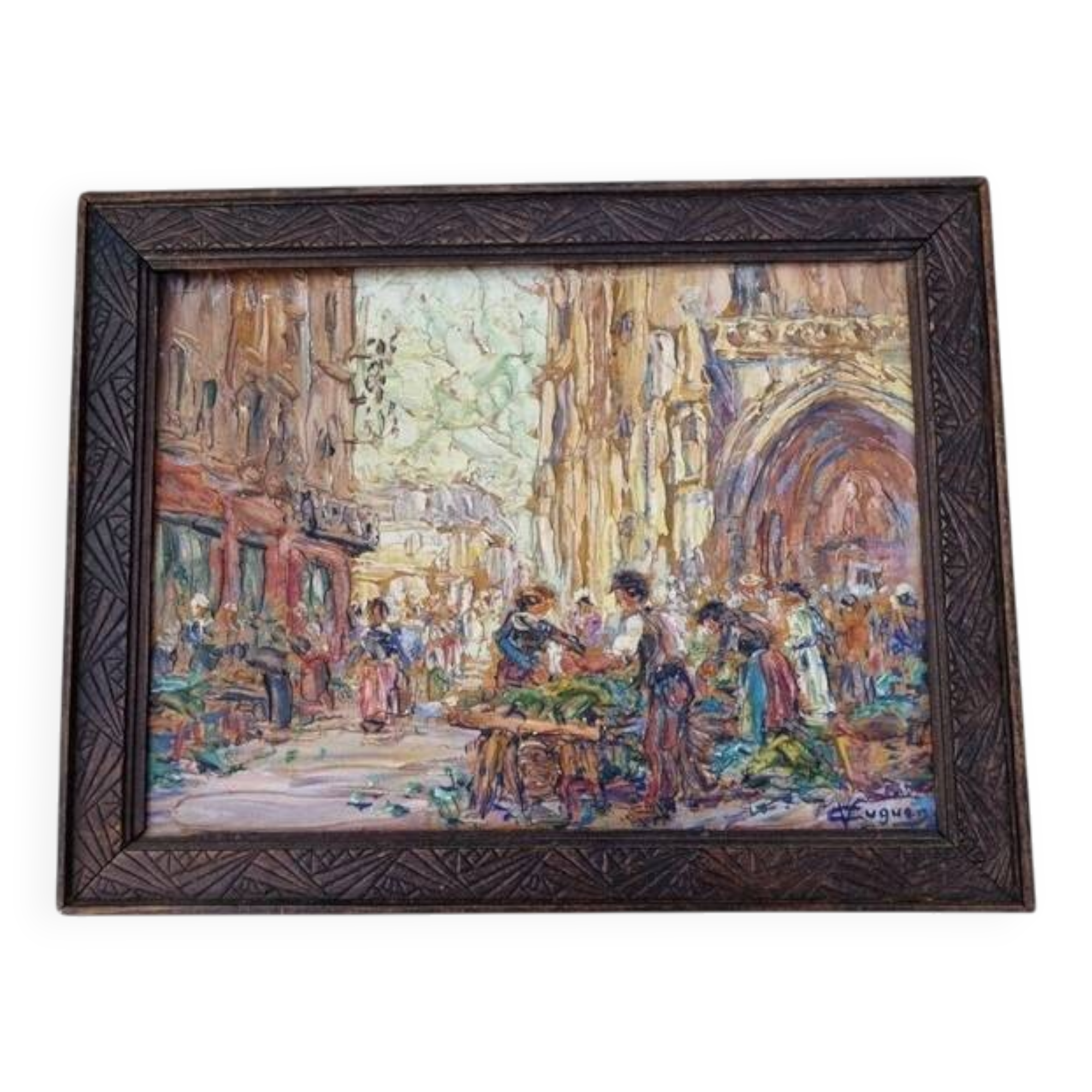 Huile sur panneau signée LV Cuguen