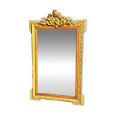 Authentique miroir de cheminée d'origine italienne,  cadre et fronton