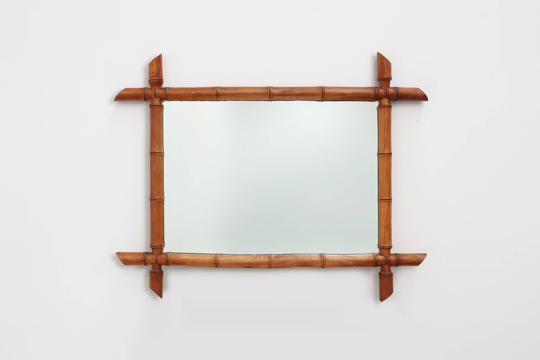 20th century rectangular faux bamboo wall mirror, France ca. 1960