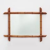 20th century rectangular faux bamboo wall mirror, France ca. 1960