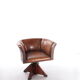 Sheepskin leather desk chair with wooden swivel base, 1970