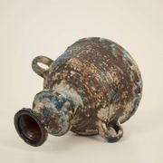 Vase amphore en céramique bleue, brune, verte et blanche, années 1970