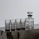 Whiskey decanter and set of 4 crystal glasses, 1970s