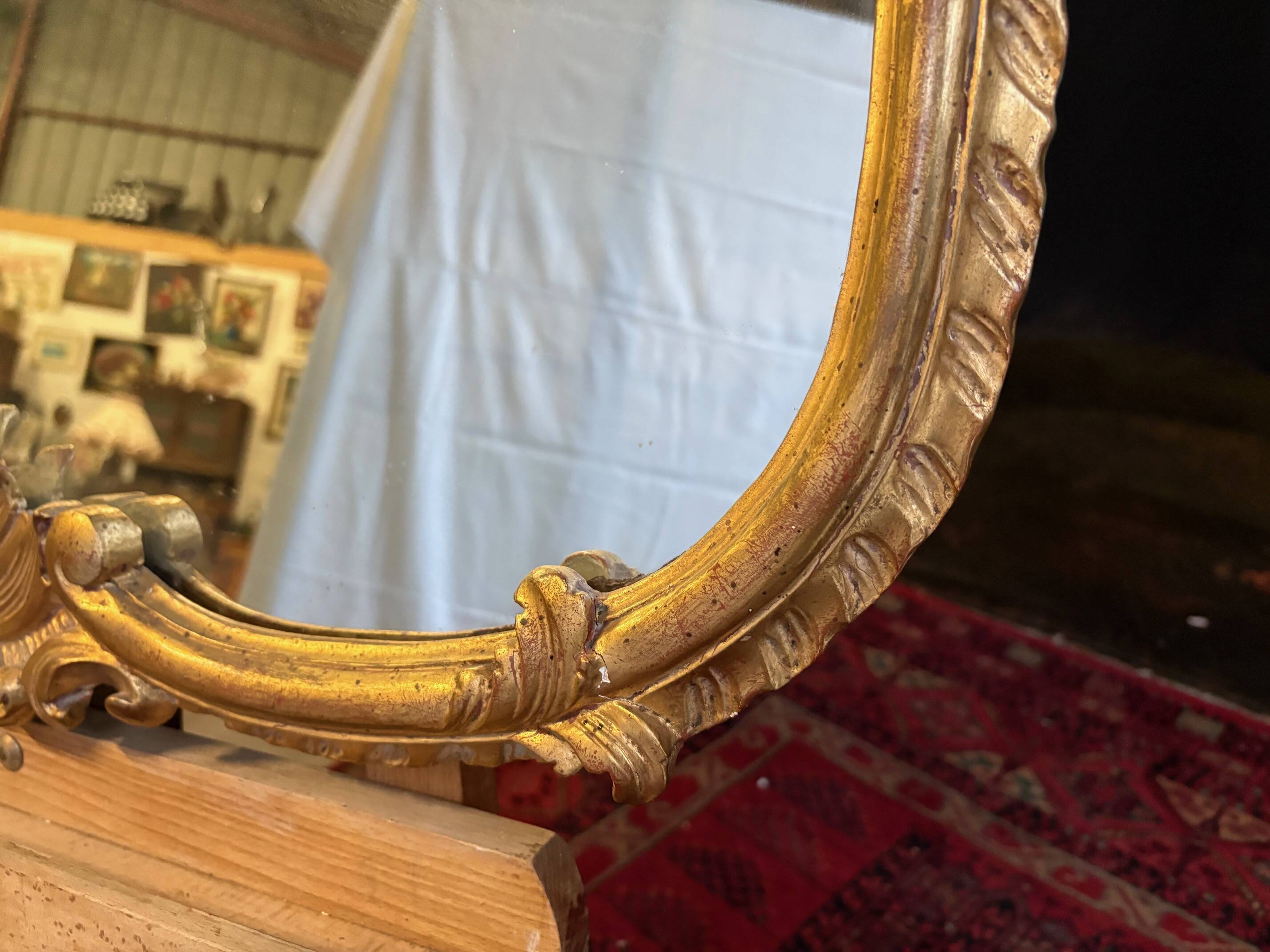 Napoleon III giltwood mirror, Louis XV rocaille style – hallmarked