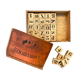 Jeu alphabétique pour enfant, 32 anciens cubes et sa boite sérigraphiée, jeu éducatif vintage