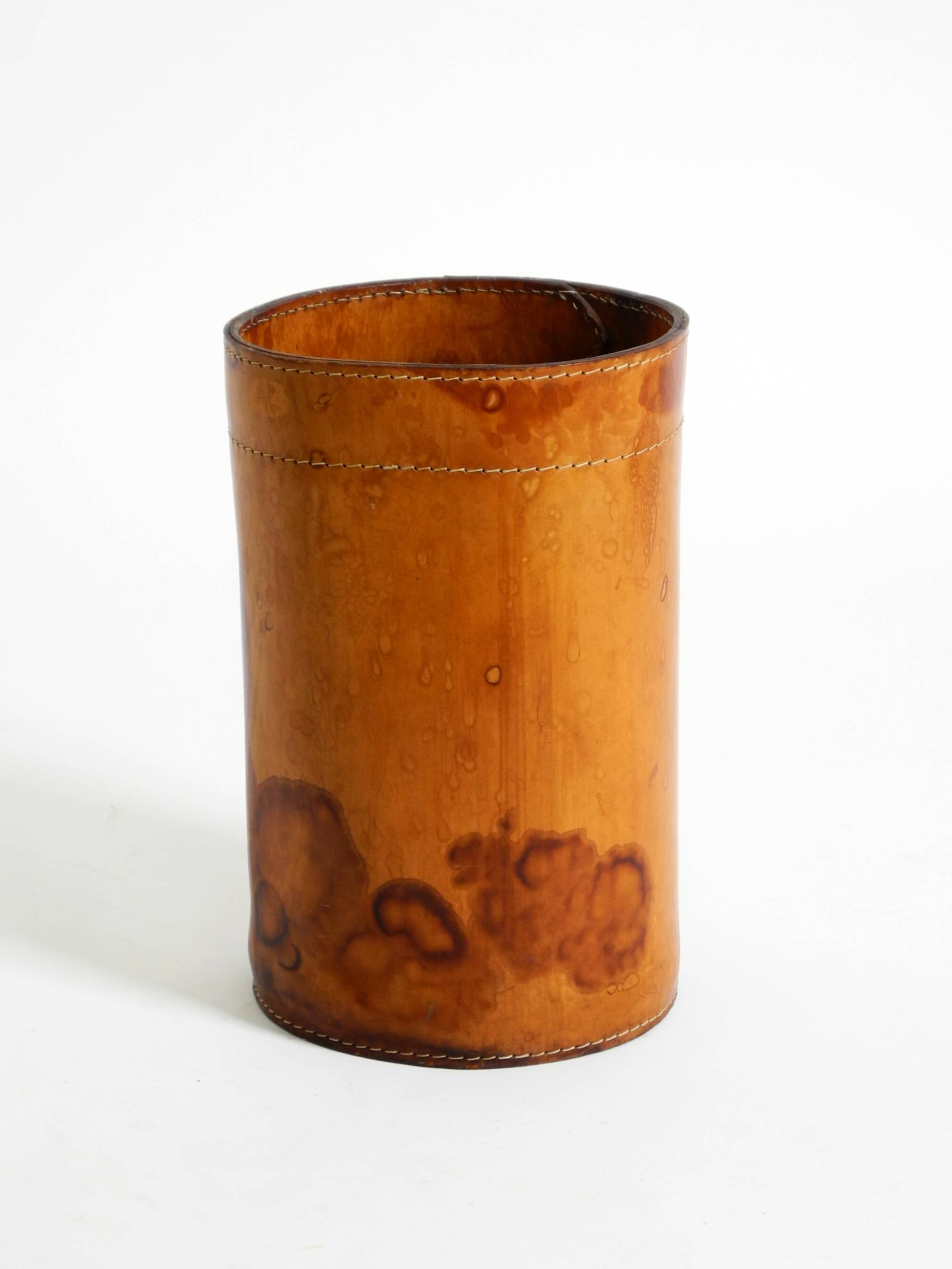 Beautiful 1960s leather paper bin by Torben Ørskov & Co Denmark