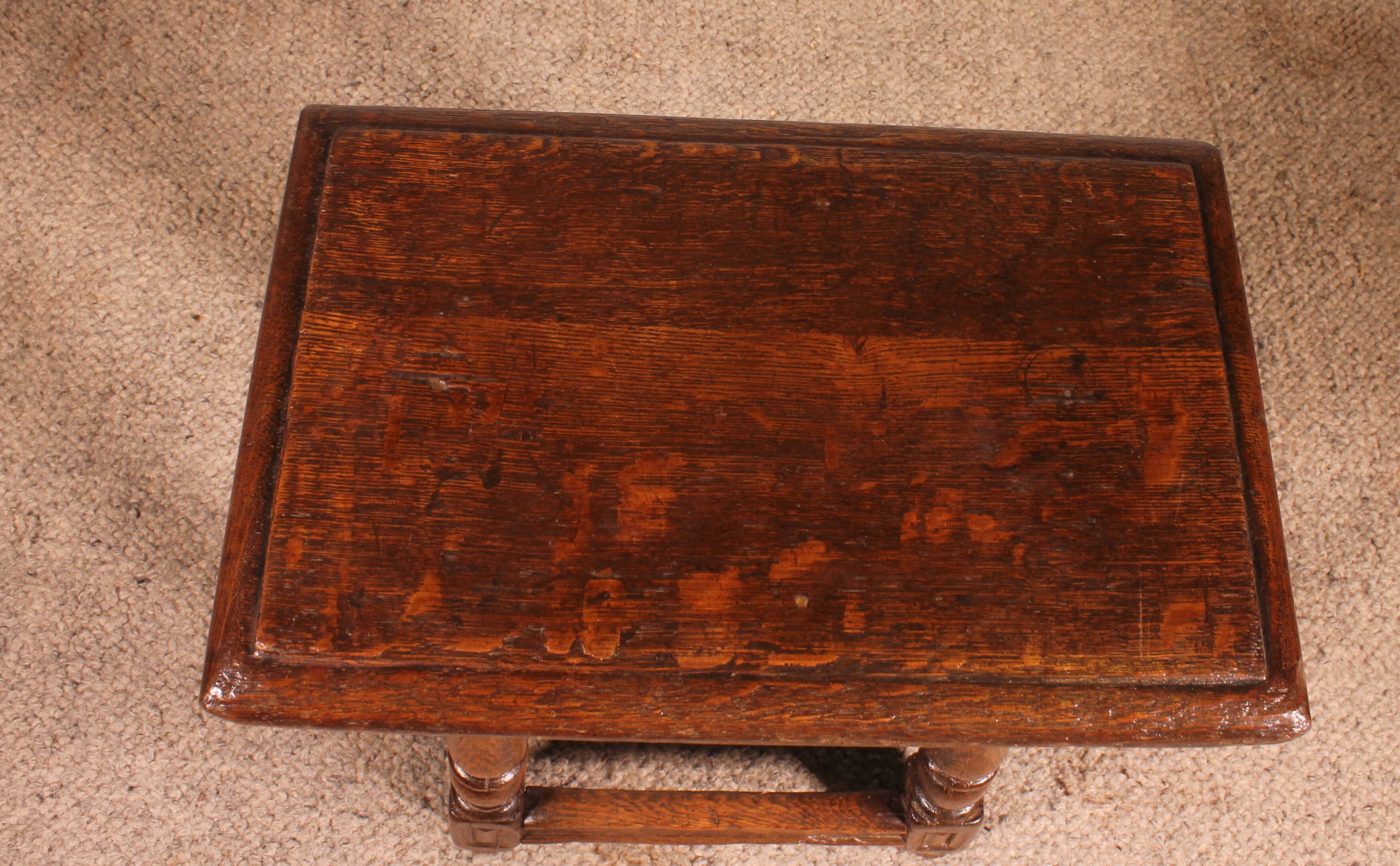 early 17th century oak high stool