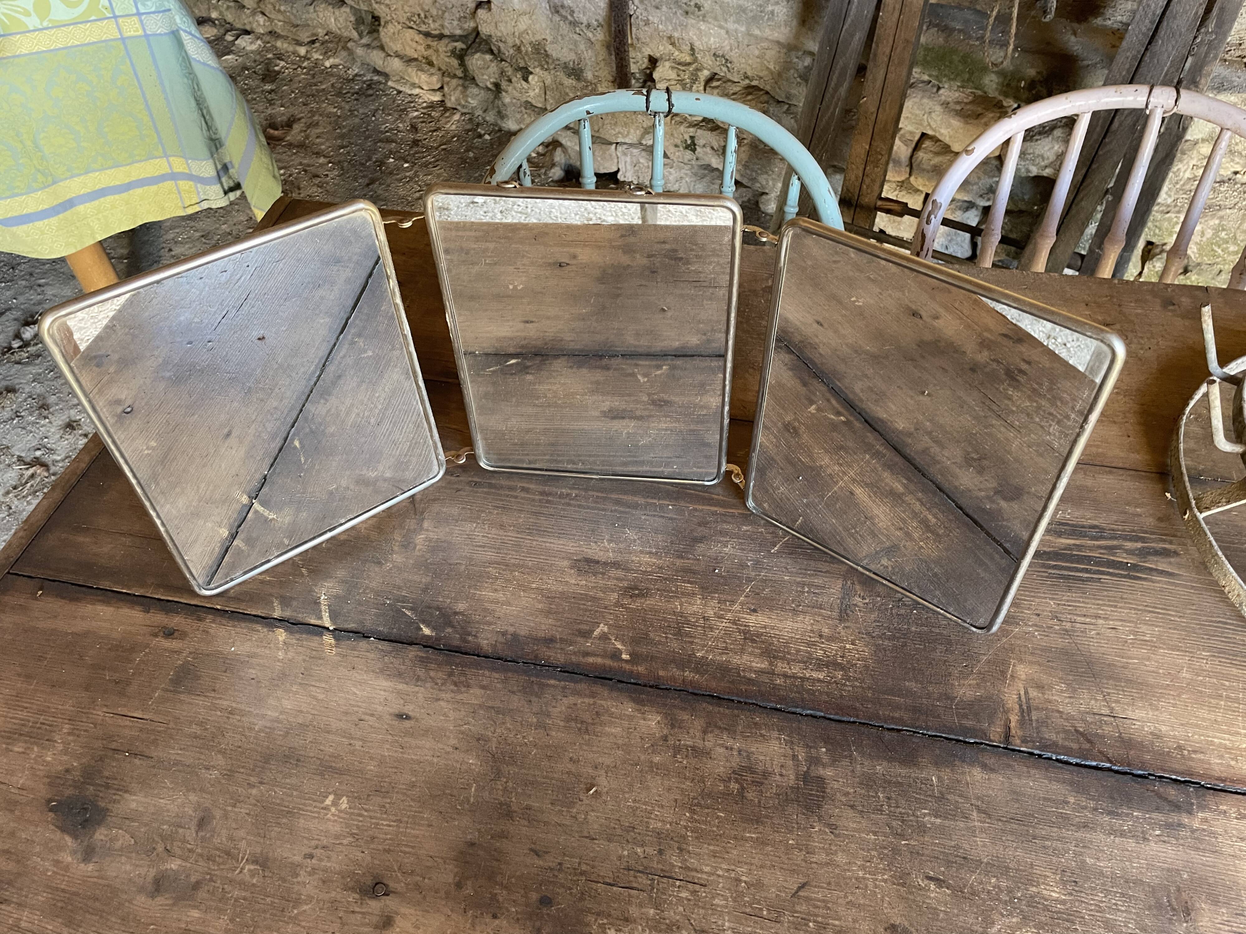 Mirror barber triptych 68x27cm