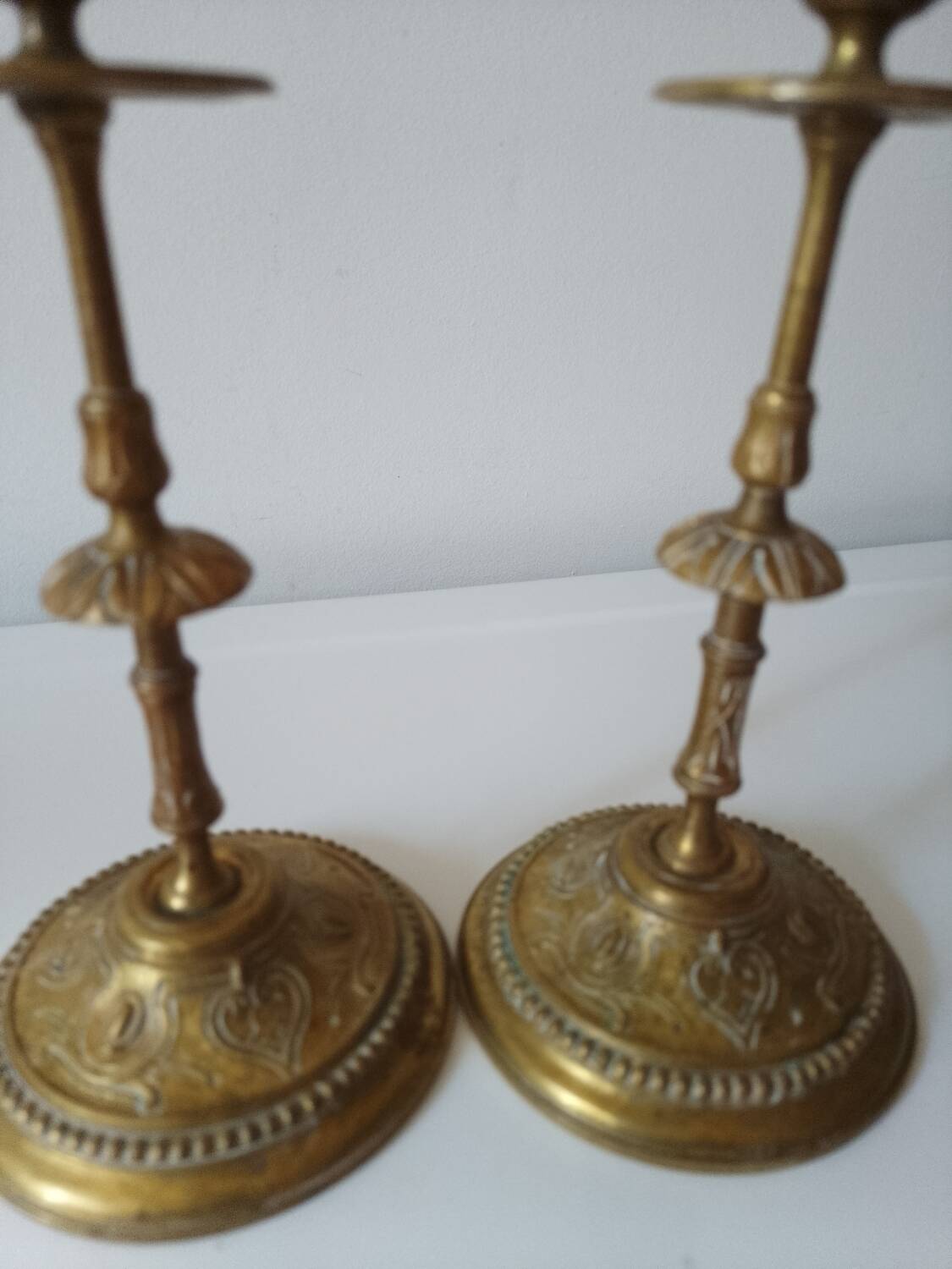 Brass collared candle holders