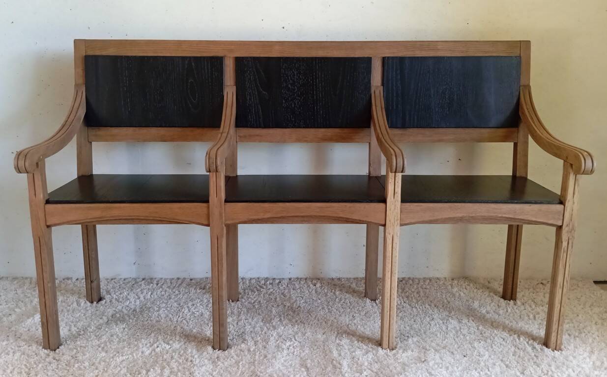 Early 20th-century solid oak bench
