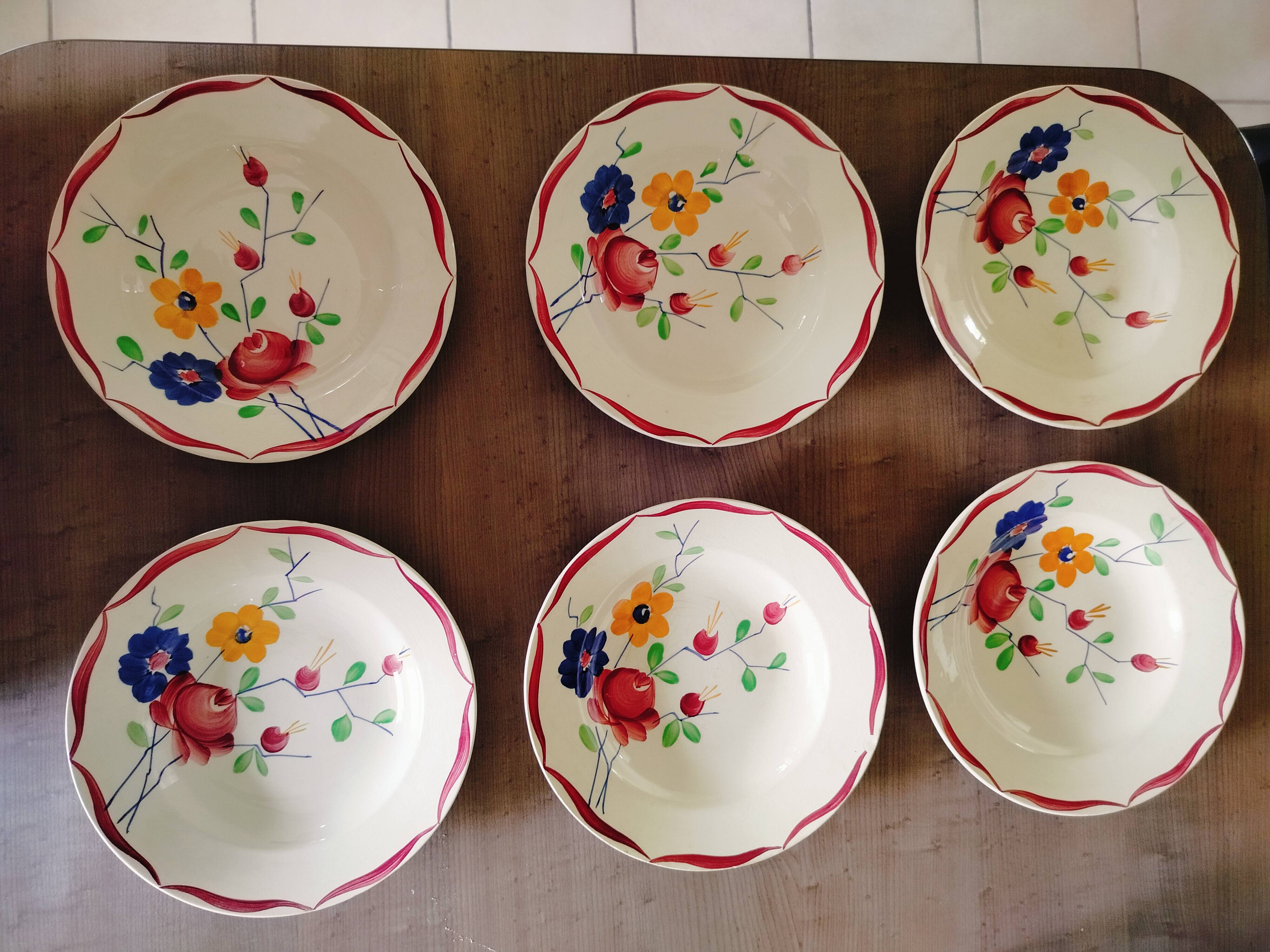 Lot de 10 assiettes plates Gien décor floral
