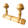 Coat rack with 2 wooden hooks imitating bamboo.