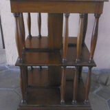 Mahogany rolling library with green leather top