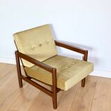 Fauteuil Vintage en Velours Olive, Années 70