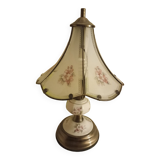Stained glass lamp with porcelain and bronze base