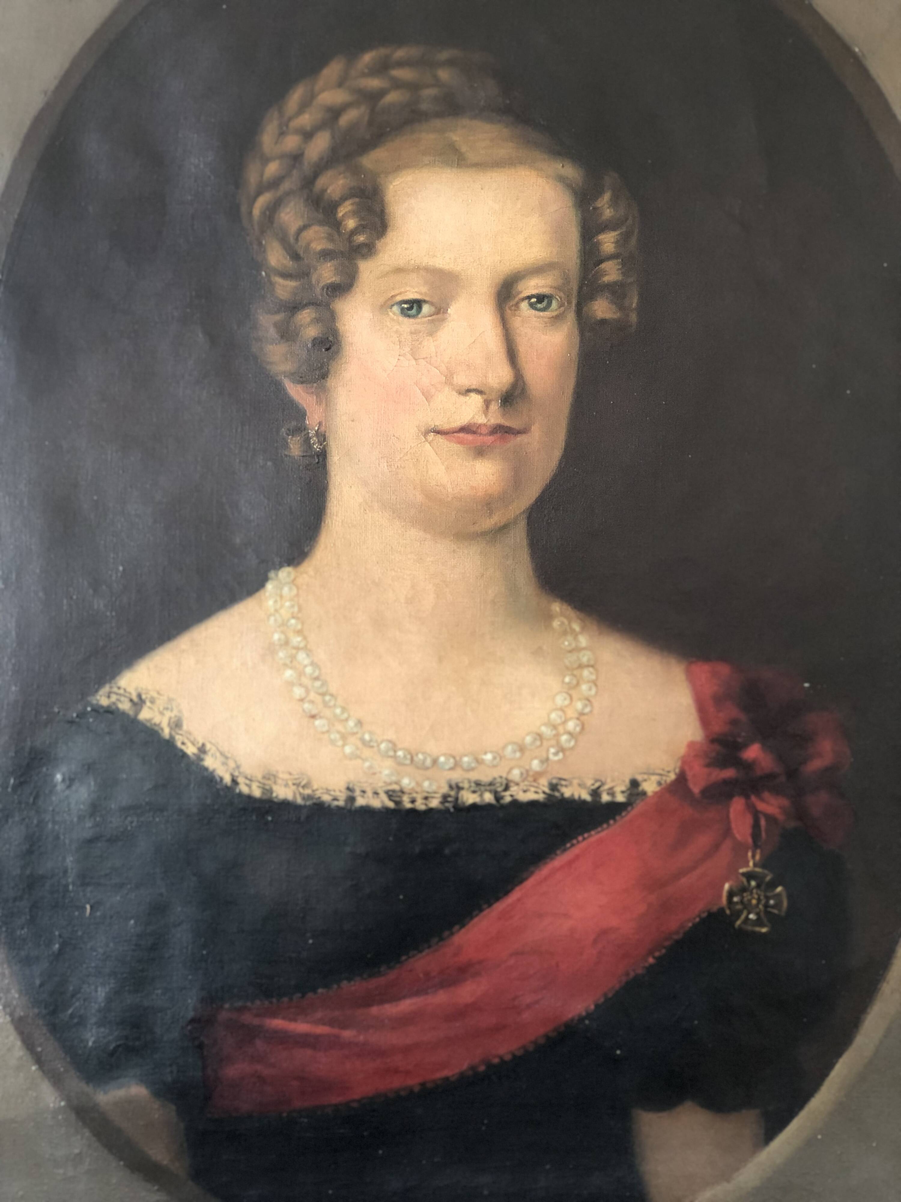 19th Century  Antique Vintage Large Original Portrait Painting of a German