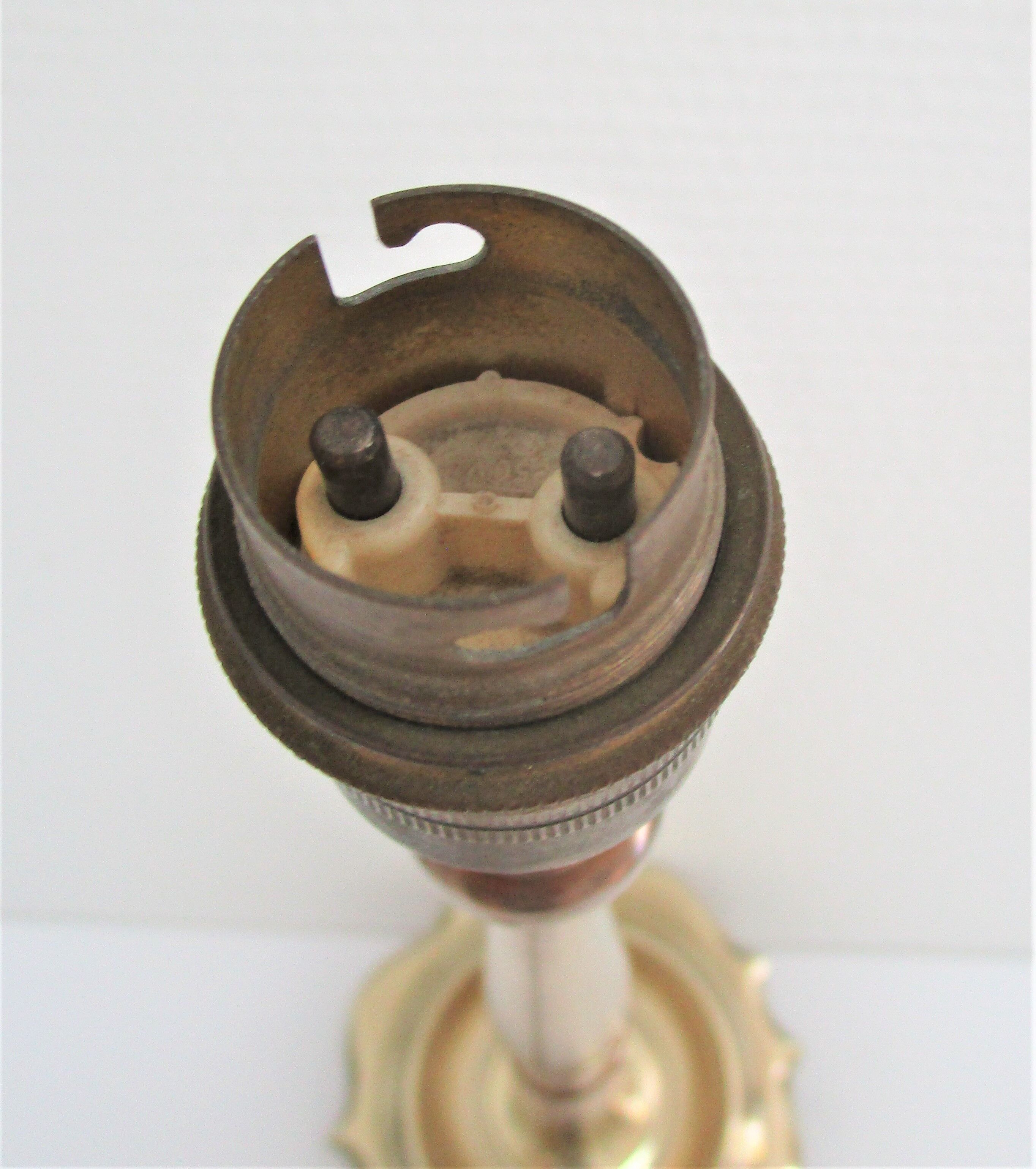 Solid brass lamp foot turned vintage