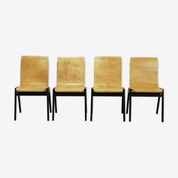 Set of 4 stacking chairs by Roland Rainer
