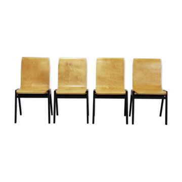 Set of 4 stacking chairs by Roland Rainer