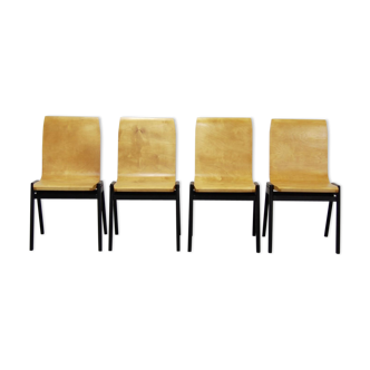 Set of 4 stacking chairs by Roland Rainer