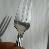 12 Vintage silver plated metal dessert forks by Saint Médard goldsmith 24 grs