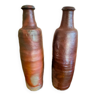 Duo of old stoneware bottles
