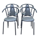 4 vintage bistro chairs in steel and grey leather from the 1980s.