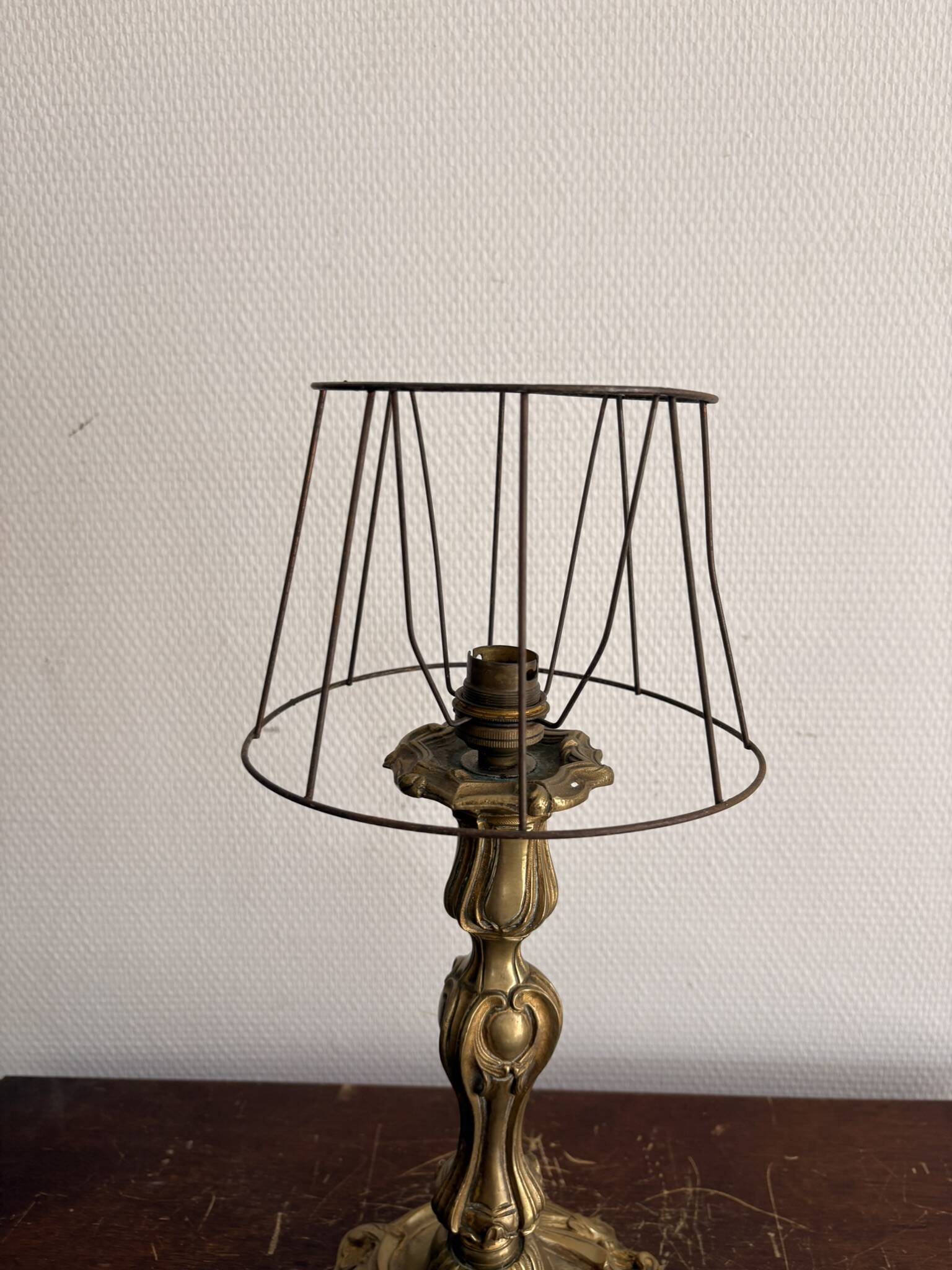 Antique Art Nouveau Boudoir Lamp Gilded Brass Glass Pendant 19th Century