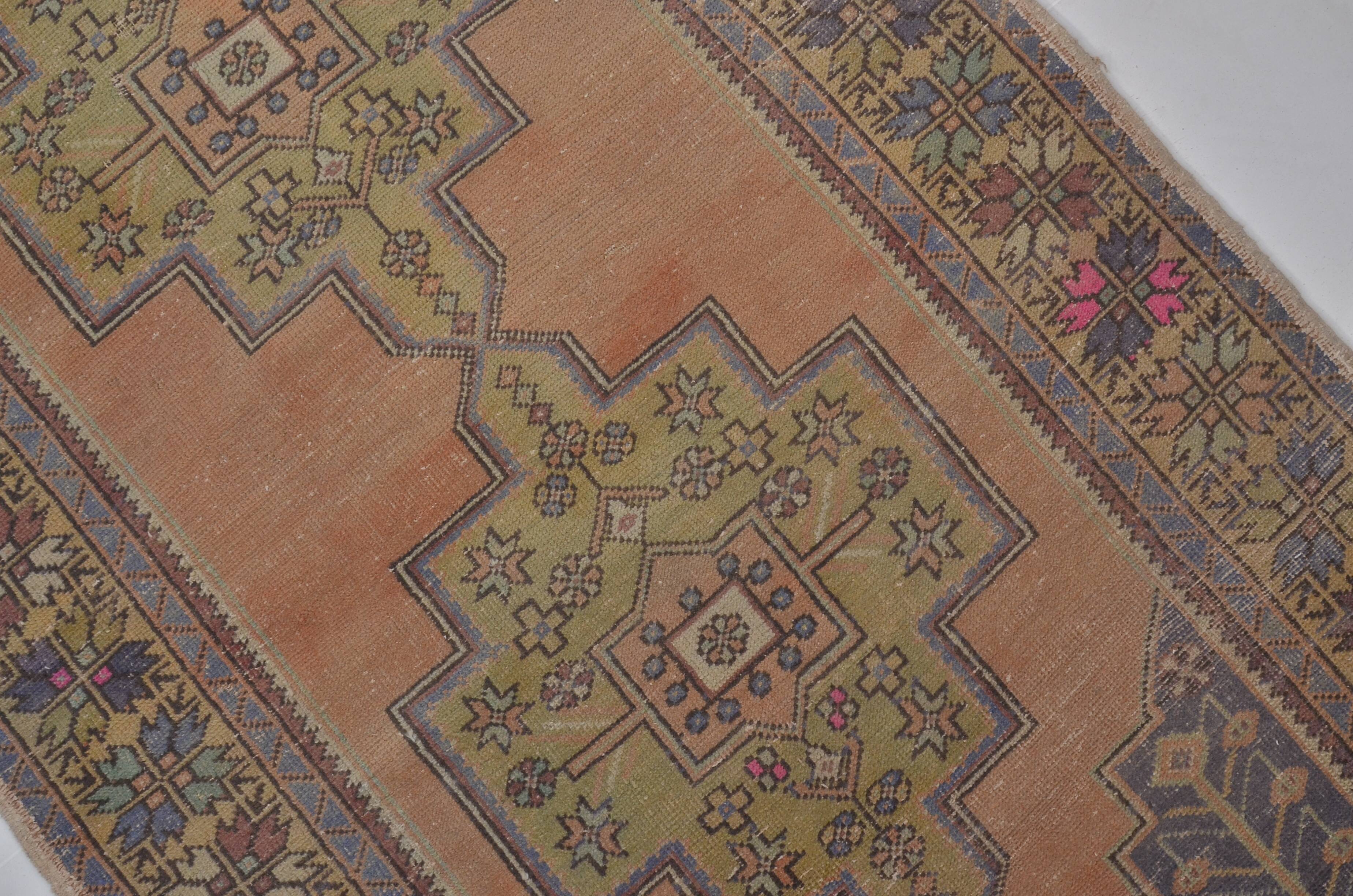 Orange & Brown Turkish Vintage Rug sku M22