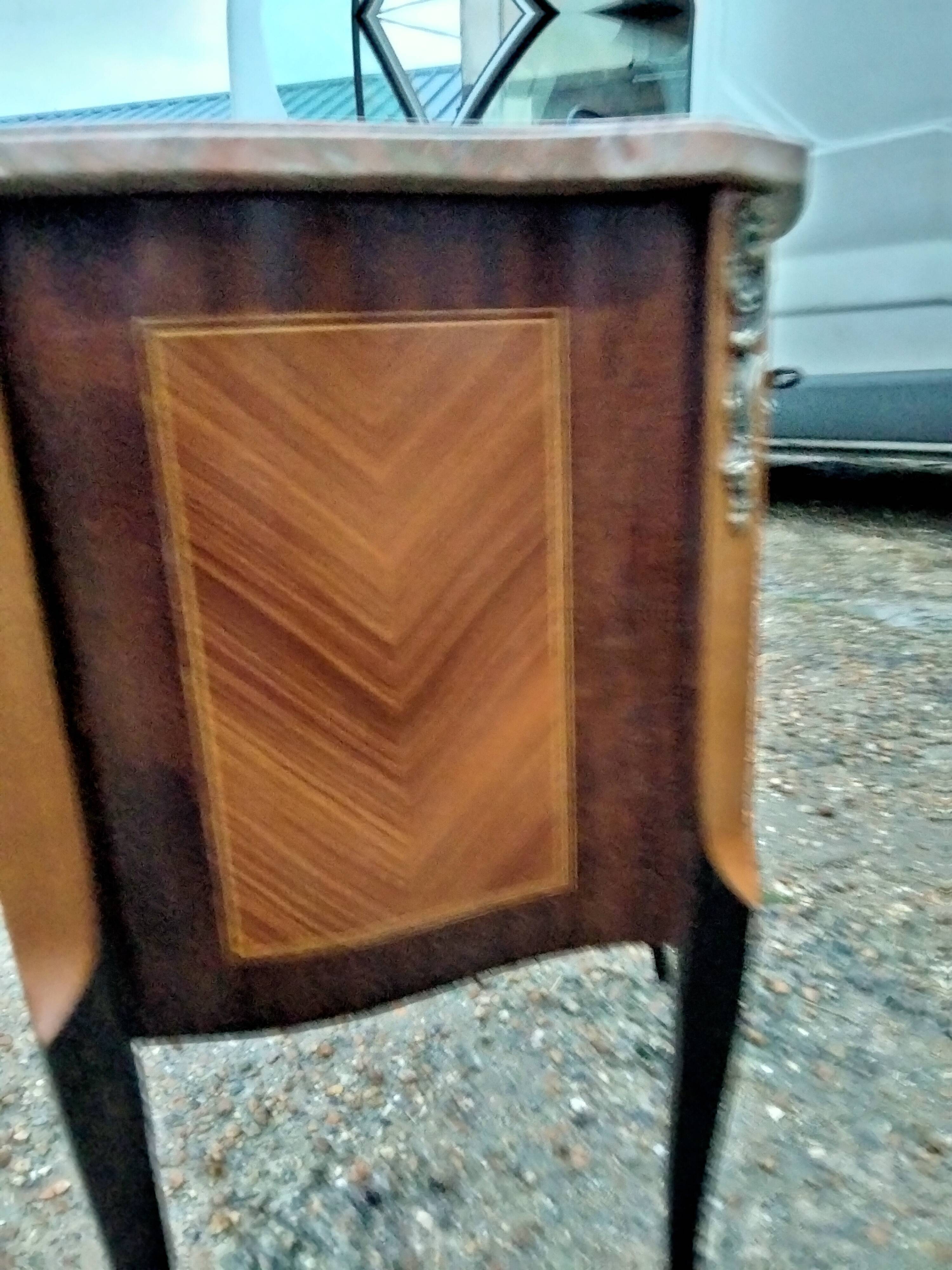 Commode marquetry old style louis xvi vintage marble top xxeme