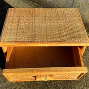 Maugrion bedside table for Roche Bobois, wood and rattan, 1980s