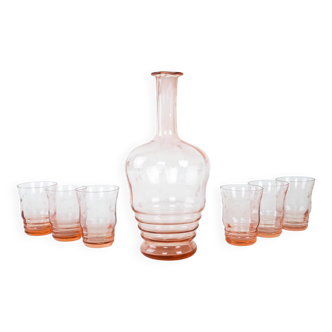 Set of glasses and carafe, Italian design, 1970s, made in Italy