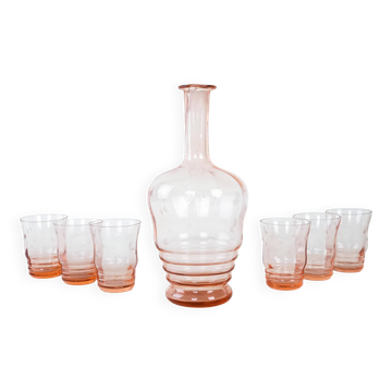Ensemble de verres et carafe, design italien, années 1970, fabriqué en Italie.