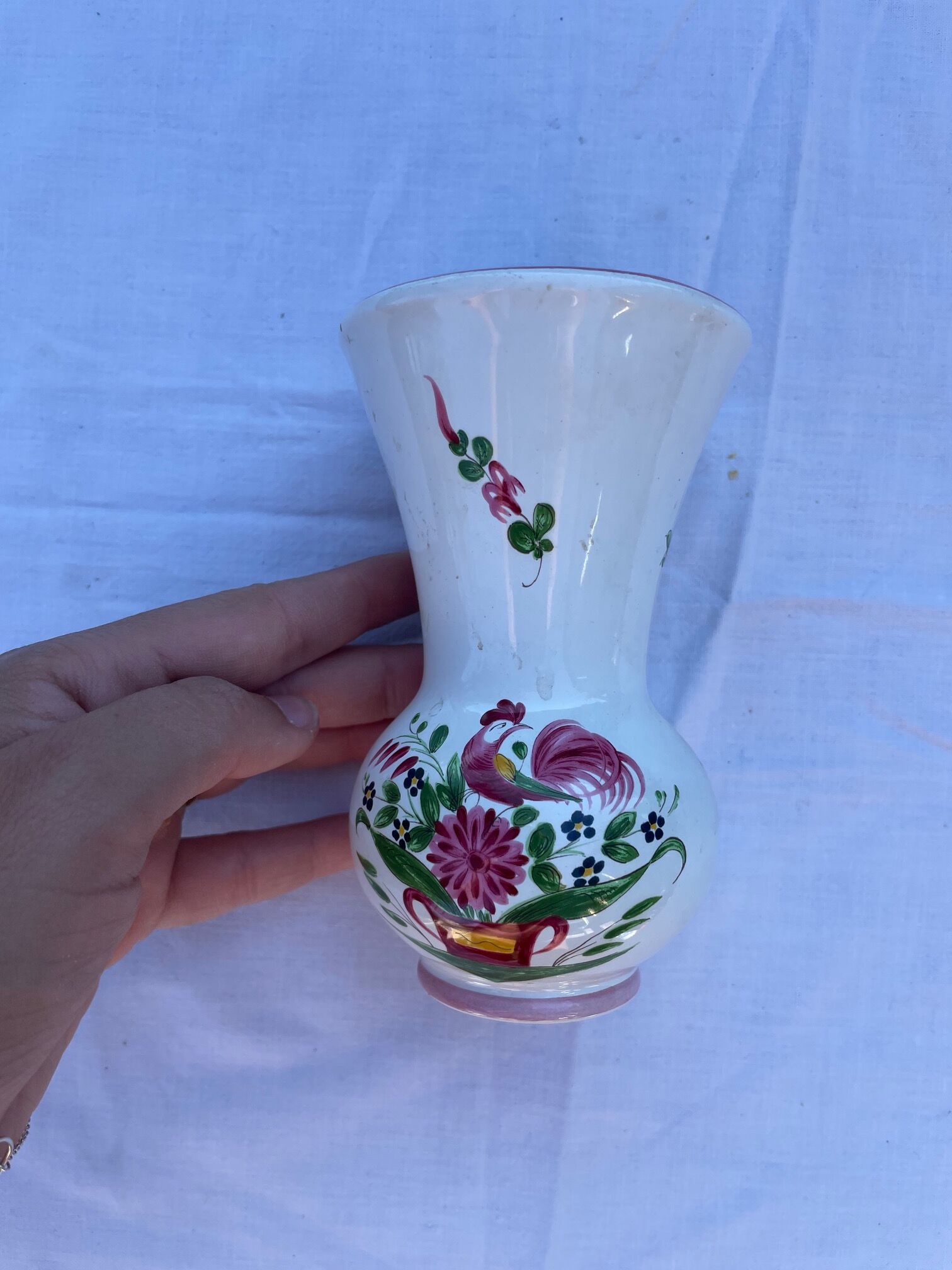 Vase in painted and signed earthenware