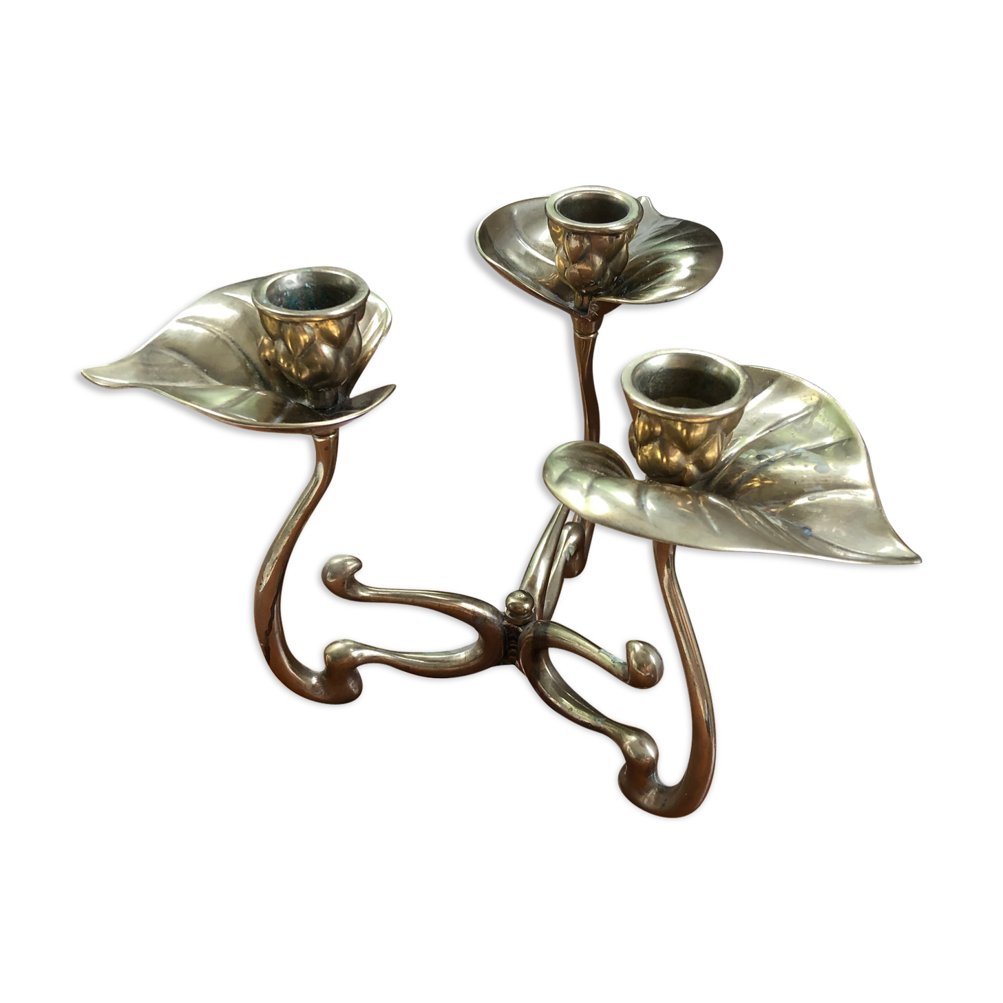 Large candlestick brass flowers