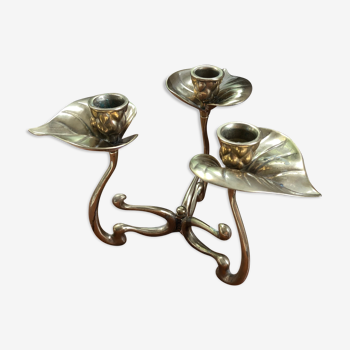 Large candlestick brass flowers