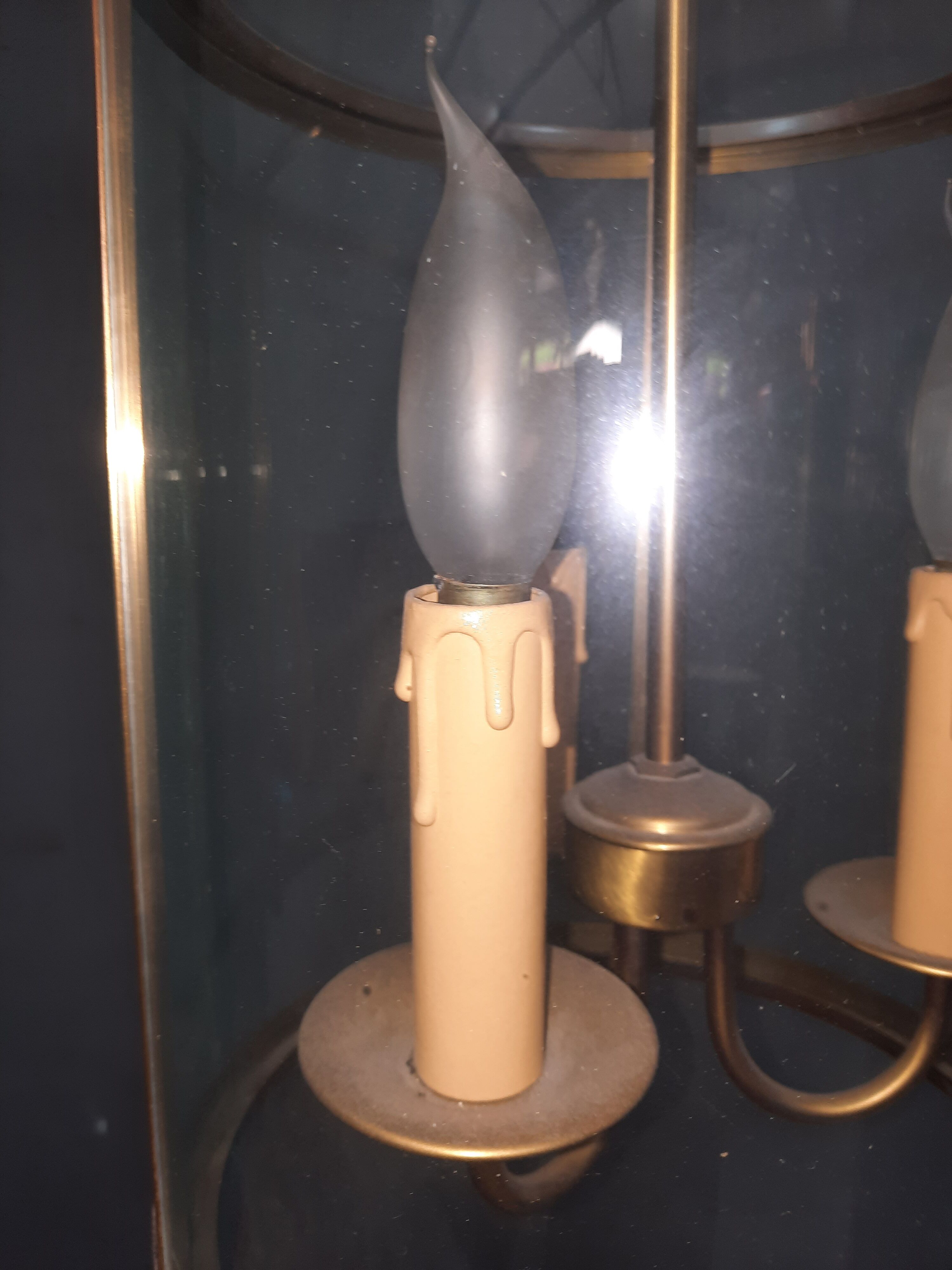 Lanterne cylindrique en laiton et verre