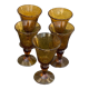 5 verres à vin en verre soufflé ocre de la verrerie de Biot vintage