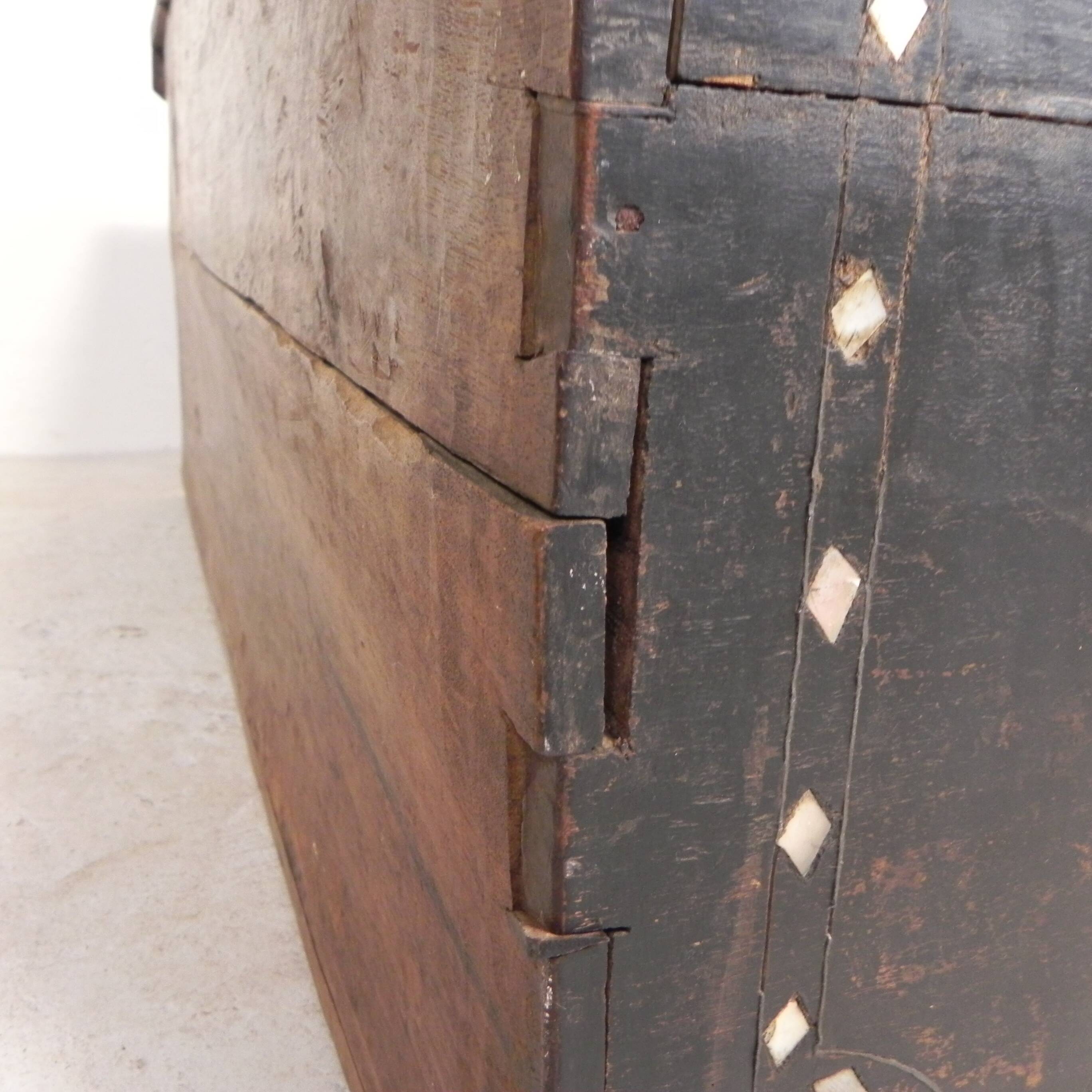19th century Syrian wedding chest with mother of pearl inlay