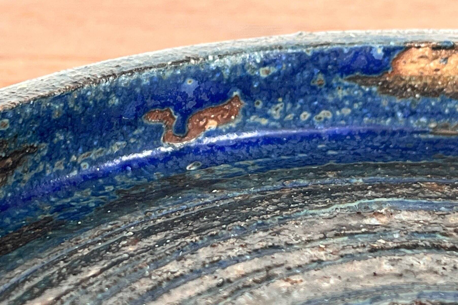 Mid-century modern Danish studio pottery bowl by Tue Poulsen for Tue Keramik, 1960s.