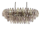 Contemporary Multicoloured Oval “Poliedri” Murano Glass Burnish Chandelier