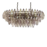 Contemporary Multicolored Oval “Poliedri” Murano Glass Burnish Chandelier i