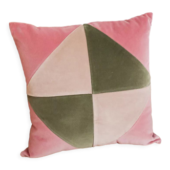 Coussin velous rose et vert