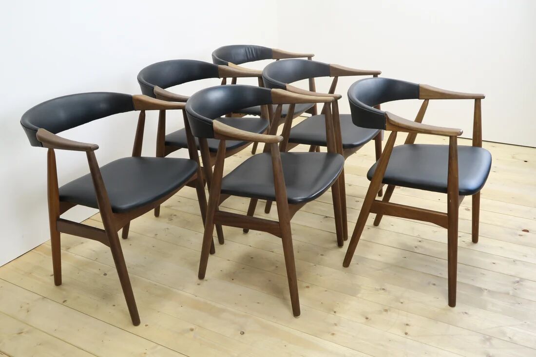 Set of six chairs model 213 by Thomas Harlev for Farstrup, Denmark 1960.