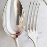 Silver cutlery set, 1 fork and 1 spoon, erenard