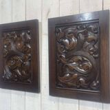 Pair of carved oak panels by Joseph Savina (1901-1983)