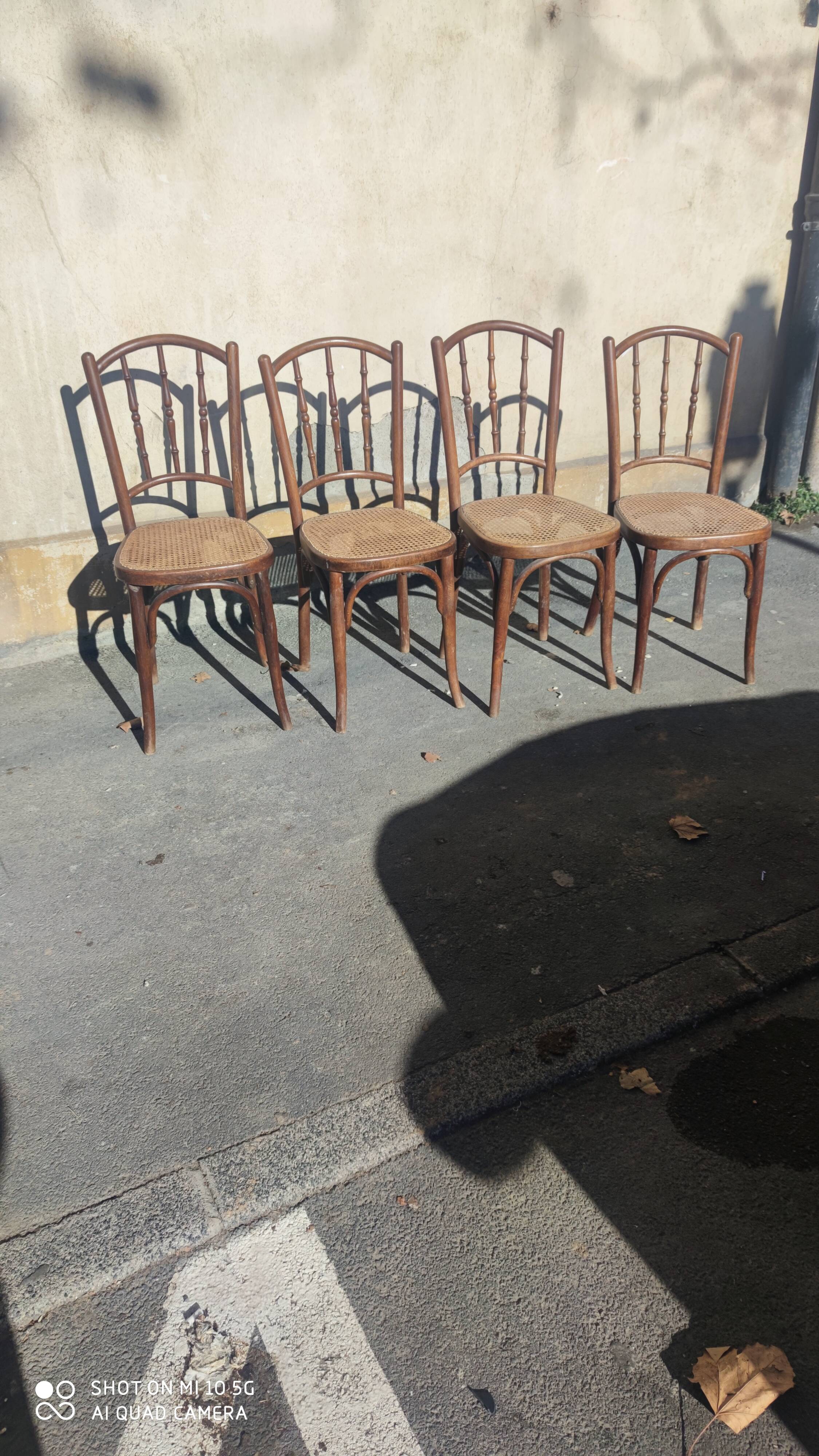 Set of 4 bistro chairs by J & J Khon, Austria, late 19th century