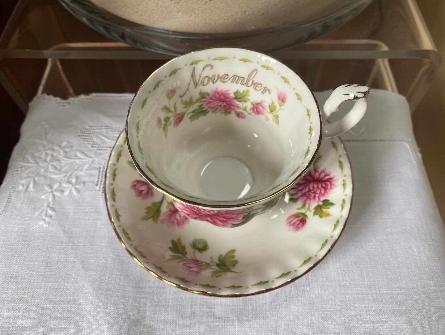 Porcelain cup and sub-cup "November" stamped "Royal Albert"