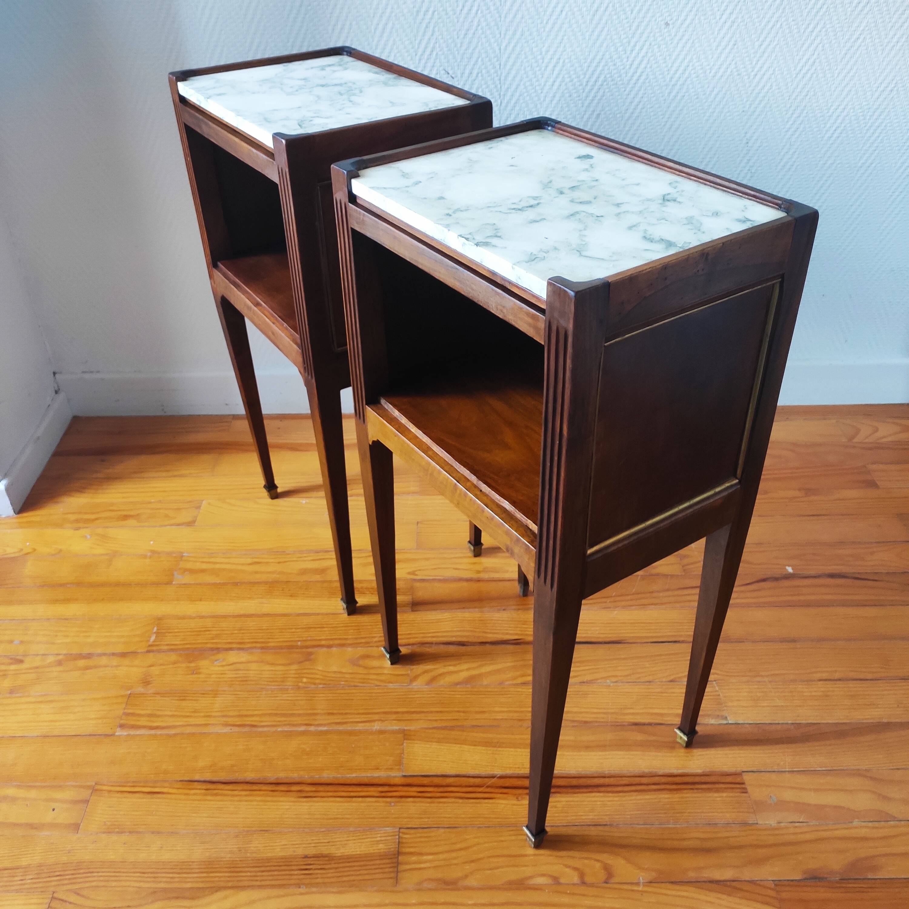Antique pair of Directoire style bedside tables