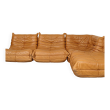 Cognac leather Ligne Roset Togo set from 2010 designed by Michel Ducaroy